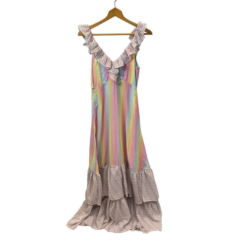 New With Tags All Things Mochi Amanda Dress In Pink Rainbow Size Medium — image 5 of 8